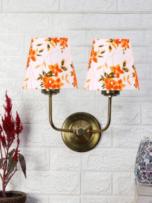 Ambika Home Dual Multicolor Cotton Conical Shade Wall Mounted Lamp with Gold Metal Base for Living Room | Luxury Decorative Wall Light for Living Room, Bedroom, Hallway & Home Décor
