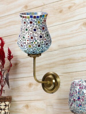 Ambika Home Premium Home Décor Mosaic Glass Wall Sconce | Luxury Decorative Wall Light for Living Room, Bedroom, Hallway & Home Décor