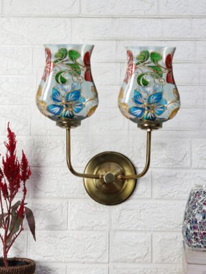 Ambika Home Dual Decorative Wall Lamp – Vibrant Multicolor Mosaic with Elegant Gold Finish | Luxury Decorative Wall Light for Living Room, Bedroom, Hallway & Home Décor