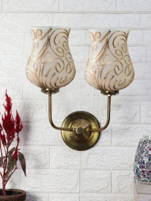 Ambika Home Dual Wall Lamp – Premium Multicolor Mosaic Glass with Ambient Gold Base | Luxury Decorative Wall Light for Living Room, Bedroom, Hallway & Home Décor