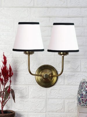 Ambika Home Dual Multicolored  Cotton Conical Shade Wall Mounted Lamp with Gold Metal Base for Bedroom & Living Room | Luxury Decorative Wall Light for Living Room, Bedroom, Hallway & Home Décor