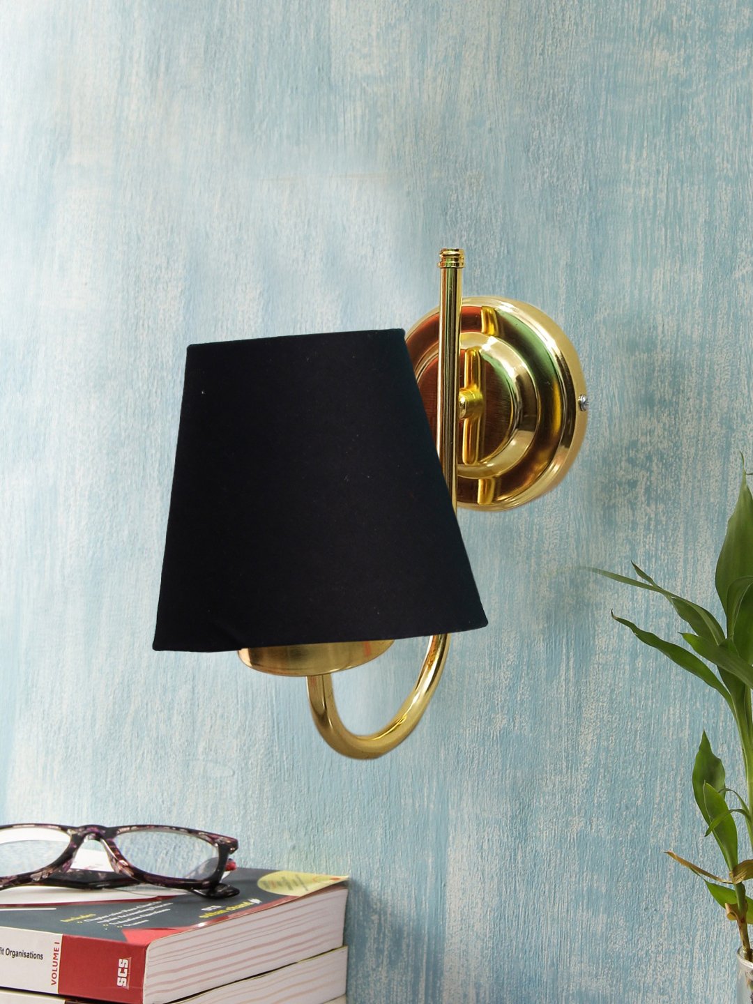 Ambika Home Black cotton wall mounted Gold Lamp | Modern Decorative Wall Lamp for Living Room, Bedroom & Hallway