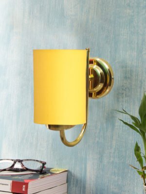 Ambika Home Yellow cotton wall mounted Gold Lamp | Modern Decorative Wall Lamp for Living Room, Bedroom & Hallway