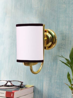 Ambika Home White & Black cotton wall mounted Gold Lamp- | Modern Decorative Wall Lamp for Living Room, Bedroom & Hallway