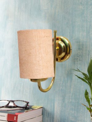 Ambika Home Beige Jute wall mounted Gold Lamp | Modern Decorative Wall Lamp for Living Room, Bedroom & Hallway