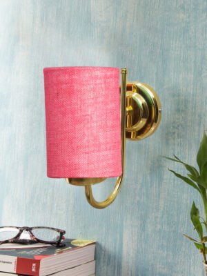 Ambika Home Pink Jute wall mounted Gold Lamp | Modern Decorative Wall Lamp for Living Room, Bedroom & Hallway