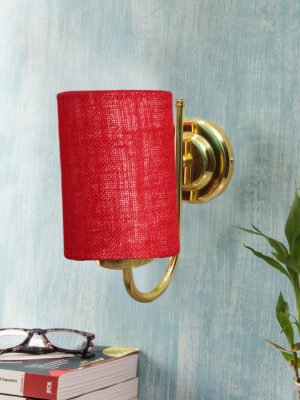 Ambika Home Maroon Jute wall mounted Gold Lamp | Modern Decorative Wall Lamp for Living Room, Bedroom & Hallway