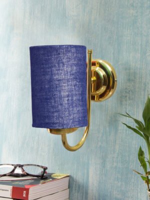 Ambika Home Blue Jute wall mounted Gold Lamp | Modern Decorative Wall Lamp for Living Room, Bedroom & Hallway