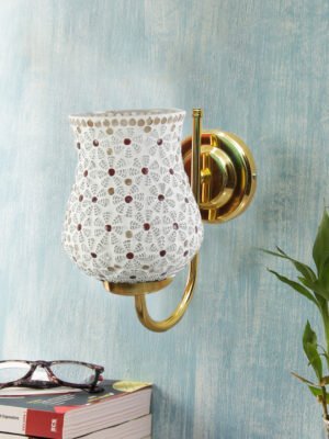 Ambika Home Multicolor Mosiac Glass wall mounted Gold Lamp- | Modern Decorative Wall Lamp for Living Room, Bedroom & Hallway
