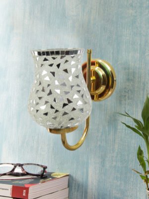 Ambika Home Multicolor Mosiac Glass wall mounted Gold Lamp | Modern Decorative Wall Lamp for Living Room, Bedroom & Hallway