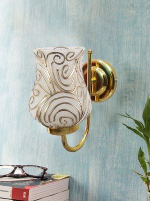 Ambika Home Multicolor Mosiac Glass wall mounted Gold Lamp | Modern Decorative Wall Lamp for Living Room, Bedroom & Hallway