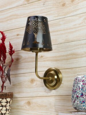 Ambika Home Decorative Gold Etched Metal Wall Lamp for Living Room & Hall | Luxury Decorative Wall Light for Living Room, Bedroom, Hallway & Home Décor