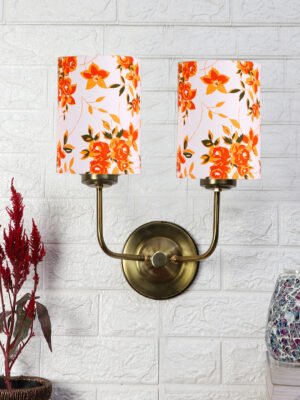 Ambika Home Dual Designer Multicolor Cotton Wall Lamp with Gold Metal Base for Bedroom & Hall | Luxury Decorative Wall Light for Living Room, Bedroom, Hallway & Home Décor