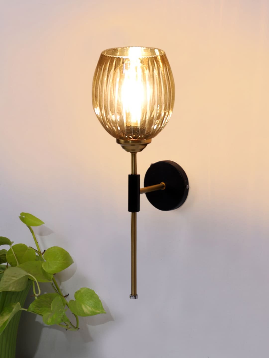 Ambika Home Metal wall mounted lamp with Diamond Cut Smoke Glass | Modern Wall Light for Living Room Bedroom Hallway Lobby Staircase | Decorative Indoor Wall Sconce - Image 7
