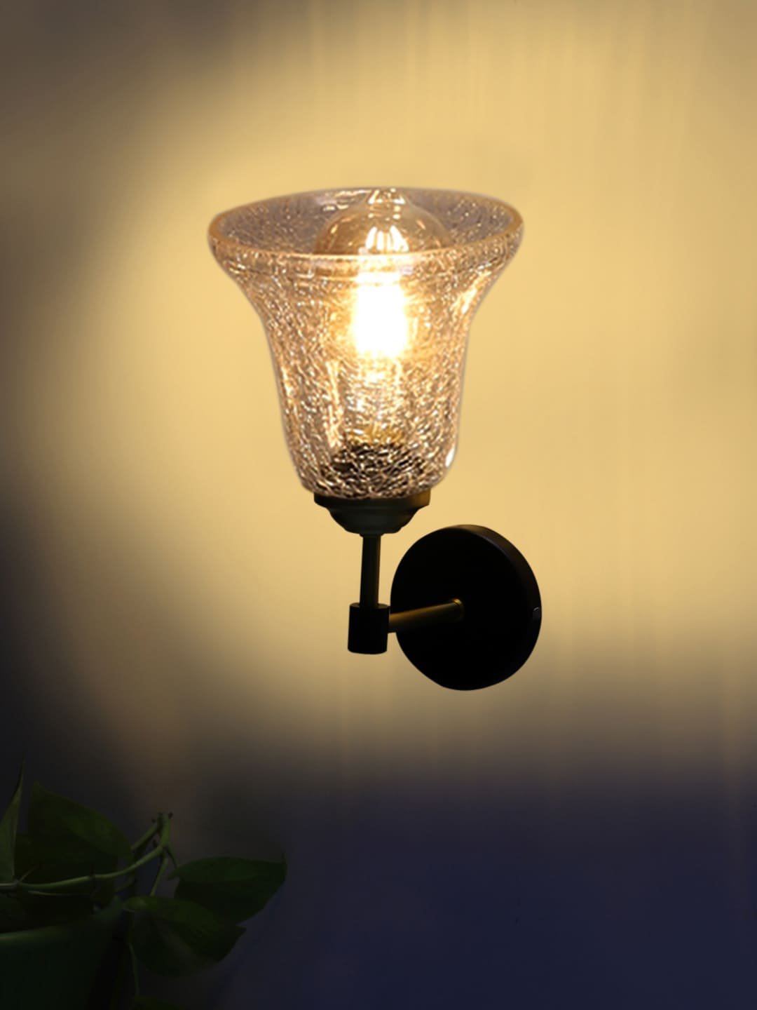 Ambika Home Metal wall mounted lamp with Transparent Crinkle Glass | Modern Wall Light for Living Room Bedroom Hallway Lobby Staircase | Decorative Indoor Wall Sconce - Image 6
