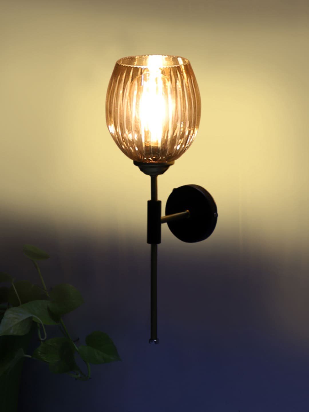 Ambika Home Metal wall mounted lamp with Diamond Cut Smoke Glass | Modern Wall Light for Living Room Bedroom Hallway Lobby Staircase | Decorative Indoor Wall Sconce - Image 6
