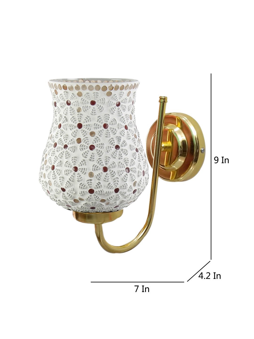 Ambika Home Multicolor Mosiac Glass wall mounted Gold Lamp- | Modern Decorative Wall Lamp for Living Room, Bedroom & Hallway - Image 4