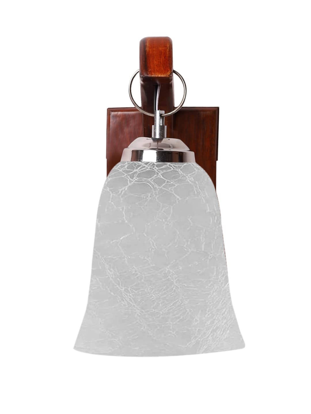 Ambika Home Wooden Wall Lamp with White Milky Crinkle Glass | Modern Wall Light for Living Room Bedroom Hallway Lobby Staircase | Decorative Indoor Wall Sconce - Image 5