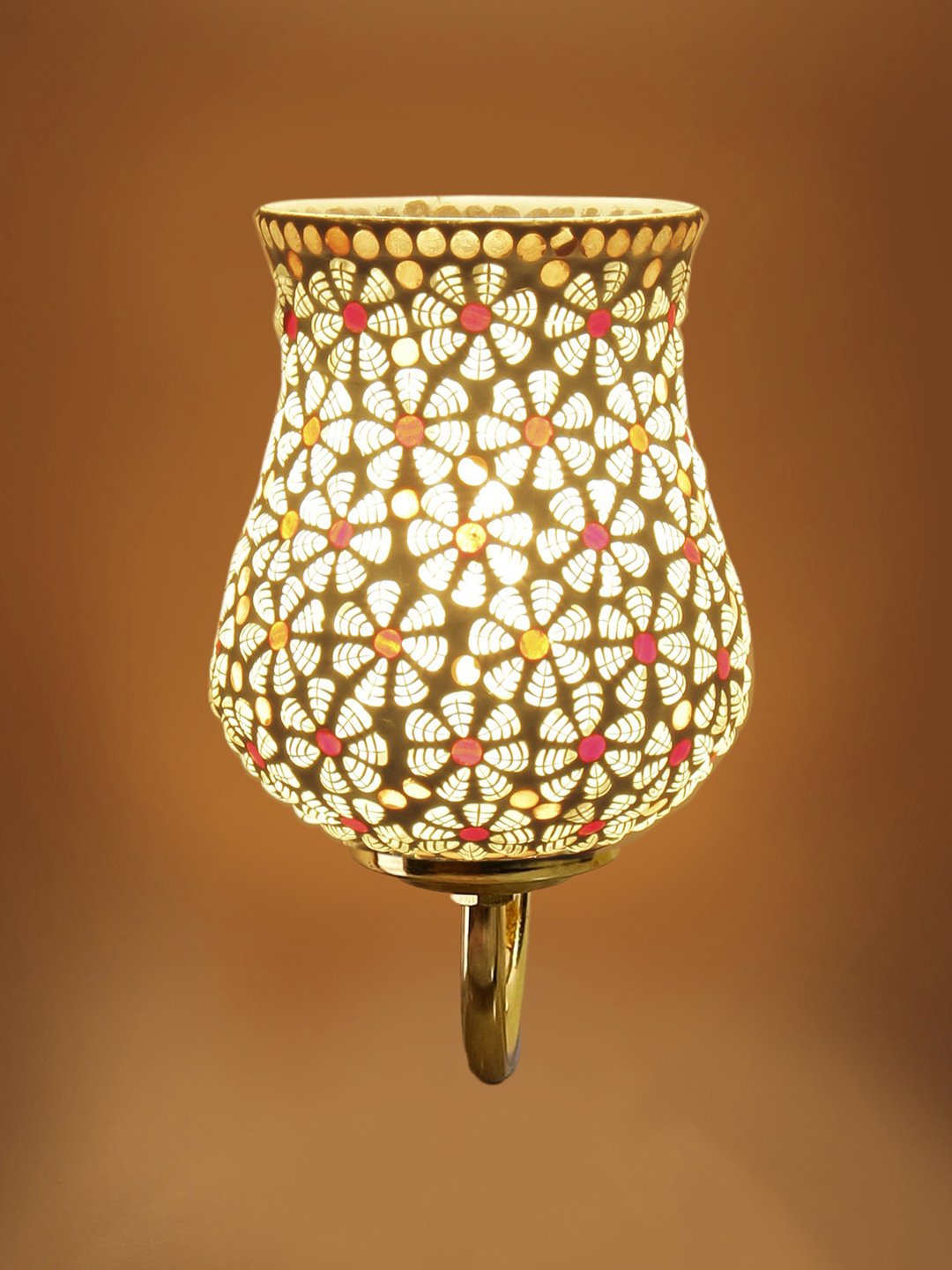 Ambika Home Multicolor Mosiac Glass wall mounted Gold Lamp- | Modern Decorative Wall Lamp for Living Room, Bedroom & Hallway - Image 6