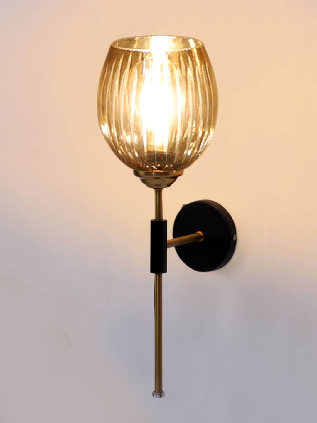 Ambika Home Metal wall mounted lamp with Diamond Cut Smoke Glass | Modern Wall Light for Living Room Bedroom Hallway Lobby Staircase | Decorative Indoor Wall Sconce - Image 3