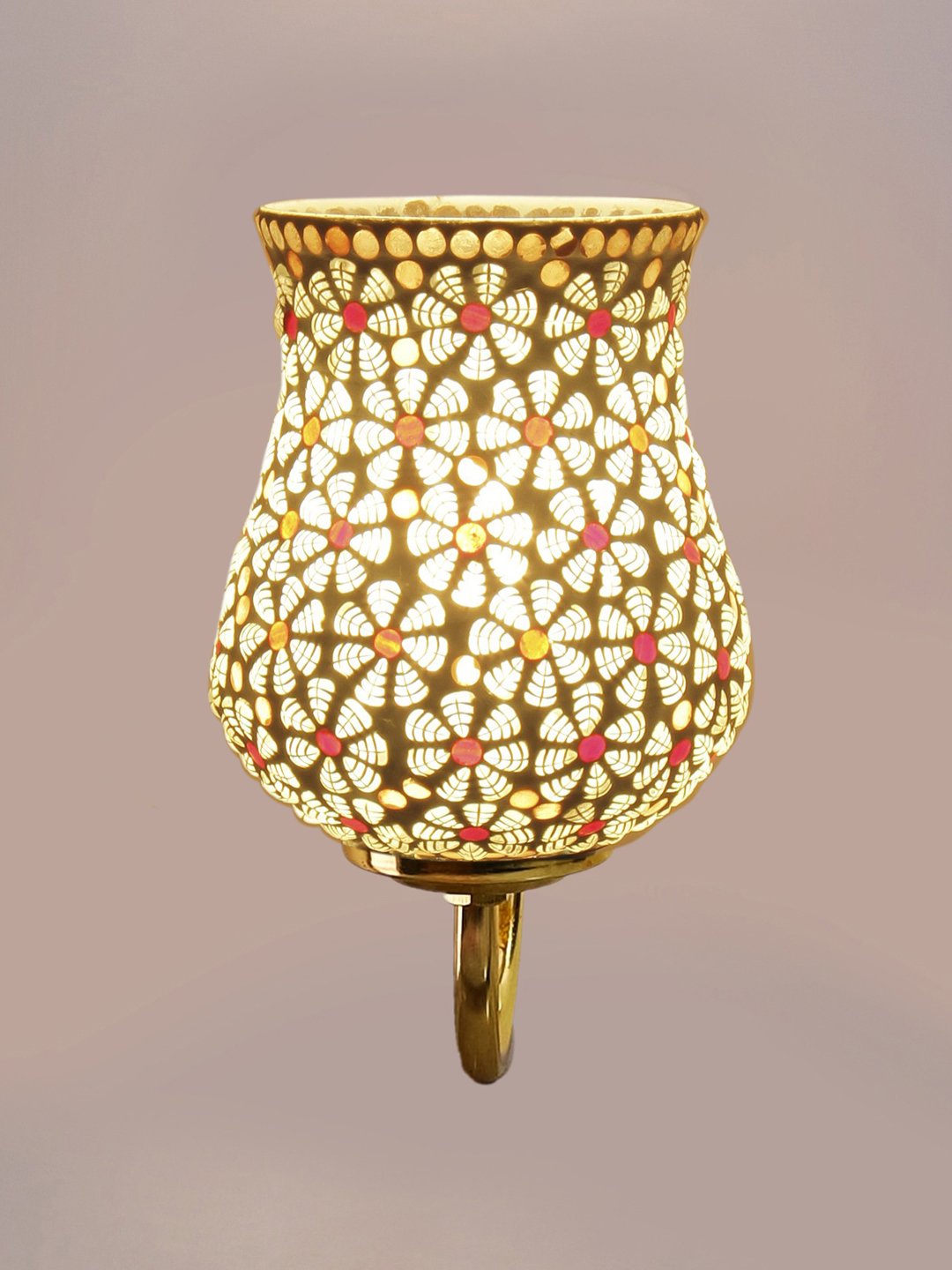 Ambika Home Multicolor Mosiac Glass wall mounted Gold Lamp- | Modern Decorative Wall Lamp for Living Room, Bedroom & Hallway - Image 7