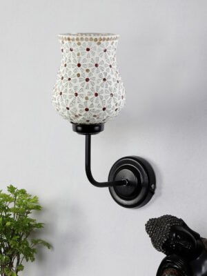 Ambika Home Multicolor Mosaic Glass shade wall mounted lamp with iron base Decorative Wall Lamp for Living Room, Bedroom & Hallway