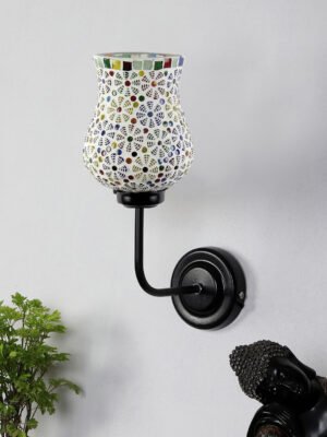 Ambika Home Multicolor Mosaic Glass shade wall mounted lamp with iron base Decorative Wall Lamp for Living Room, Bedroom & Hallway