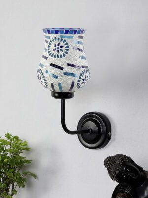 Ambika Home Multicolor Mosaic Glass shade wall mounted lamp with iron base Decorative Wall Lamp for Living Room, Bedroom & Hallway