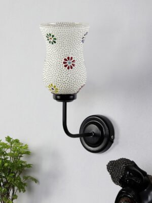 Ambika Home Multicolor Mosaic Glass shade wall mounted lamp with iron base Decorative Wall Lamp for Living Room, Bedroom & Hallway