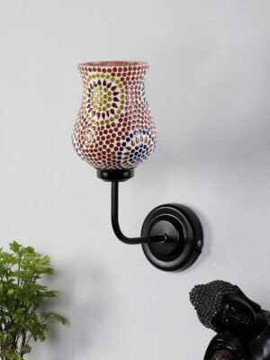 Ambika Home Multicolor Mosaic Glass shade wall mounted lamp with iron base Decorative Wall Lamp for Living Room, Bedroom & Hallway