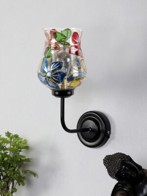 Ambika Home Multicolor Mosaic Glass shade wall mounted lamp with iron base Decorative Wall Lamp for Living Room, Bedroom & Hallway