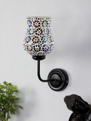 Ambika Home Multicolor Mosaic Glass shade wall mounted lamp with iron base Decorative Wall Lamp for Living Room, Bedroom & Hallway