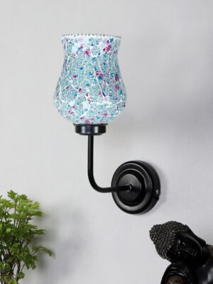 Ambika Home Multicolor Mosaic Glass shade wall mounted lamp with iron base Decorative Wall Lamp for Living Room, Bedroom & Hallway