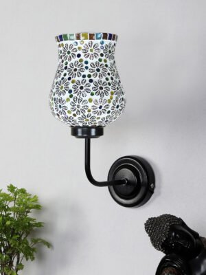 Ambika Home Multicolor Mosaic Glass shade wall mounted lamp with iron base Decorative Wall Lamp for Living Room, Bedroom & Hallway