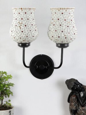 Ambika Home Dual Multicolor Mosaic Glass Wall Mounted Lamp with Iron Base Decorative Wall Lamp for Living Room, Bedroom & Hallway