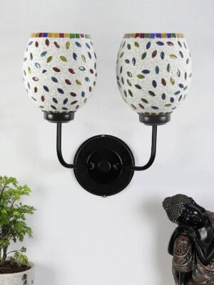 Ambika Home Dual Multicolor Mosaic Glass Wall Mounted Lamp with Iron Base Decorative Wall Lamp for Living Room, Bedroom & Hallway