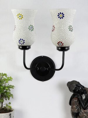 Ambika Home Dual Multicolor Mosaic Glass Wall Mounted Lamp with Iron Base Decorative Wall Lamp for Living Room, Bedroom & Hallway