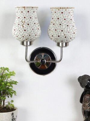 Ambika Home Dual Multicolor Mosaic Glass Wall Mounted Lamp with Steel Base Decorative Wall Lamp for Living Room, Bedroom & Hallway