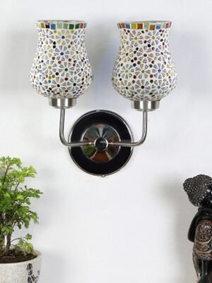 Ambika Home Dual Multicolor Mosaic Glass Wall Mounted Lamp with Steel Base Decorative Wall Lamp for Living Room, Bedroom & Hallway