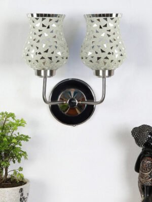 Ambika Home Dual Multicolor Mosaic Glass Wall Mounted Lamp with Steel Base Decorative Wall Lamp for Living Room, Bedroom & Hallway