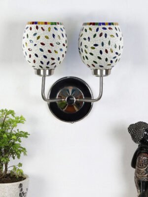 Ambika Home Dual Multicolor Mosaic Glass Wall Mounted Lamp with Steel Base Decorative Wall Lamp for Living Room, Bedroom & Hallway