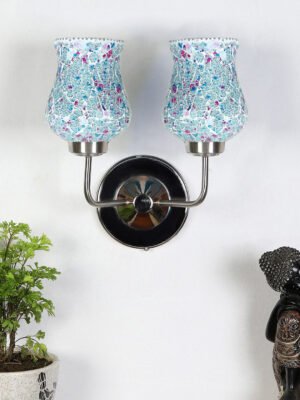 Ambika Home Dual Multicolor Mosaic Glass Wall Mounted Lamp with Steel Base Decorative Wall Lamp for Living Room, Bedroom & Hallway