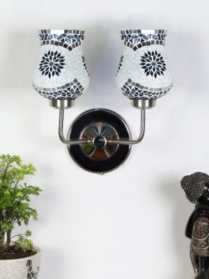 Ambika Home Dual Multicolor Mosaic Glass Wall Mounted Lamp with Steel Base Decorative Wall Lamp for Living Room, Bedroom & Hallway