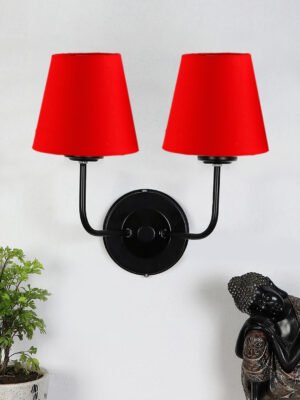 Ambika Home Dual Red cotton Wall mounted Lamp Iron Base Decorative Wall Lamp for Living Room, Bedroom & Hallway
