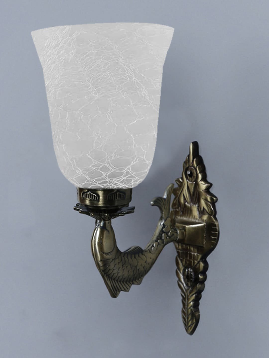Ambika Home Antique wall lamp with White Milky Crinkle Glass | Modern Wall Light for Living Room Bedroom Hallway Lobby Staircase | Decorative Indoor Wall Sconce - Image 7