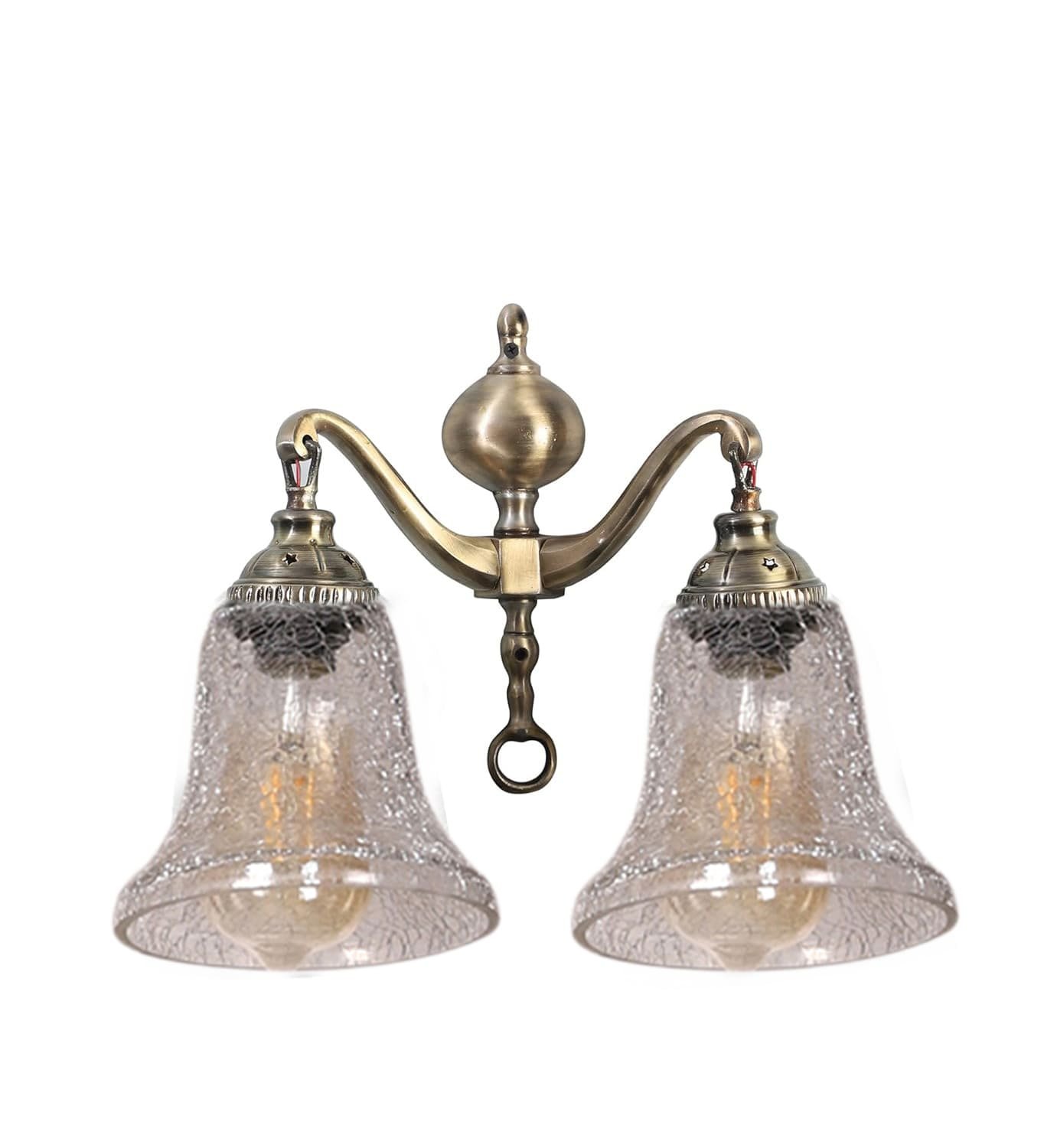 Ambika Home Dual Wall mounted Antique Gold lamp with Transparent Crinkle Glass | Modern Wall Light for Living Room Bedroom Hallway Lobby Staircase | Decorative Indoor Wall Sconce - Image 5