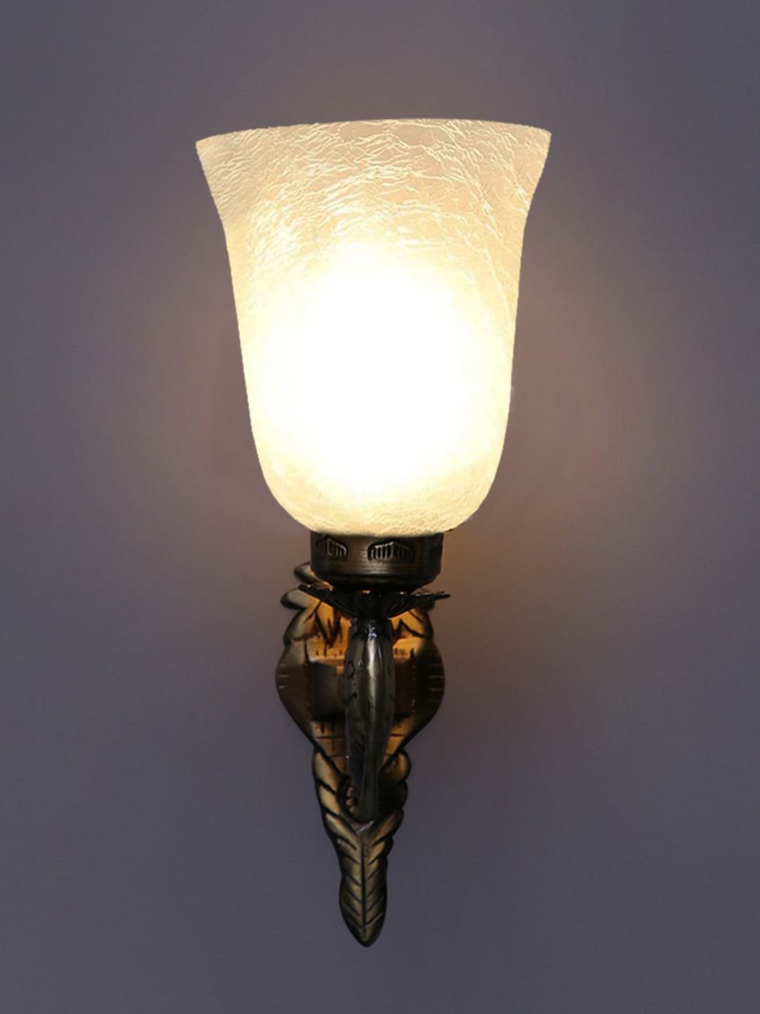 Ambika Home Antique wall lamp with White Milky Crinkle Glass | Modern Wall Light for Living Room Bedroom Hallway Lobby Staircase | Decorative Indoor Wall Sconce - Image 4