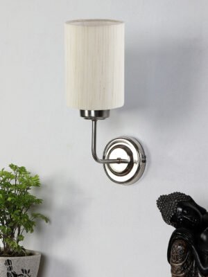 Ambika Home Off White Cotton Wall Mounted Lamp with Steel Base Decorative Wall Lamp for Living Room, Bedroom & Hallway