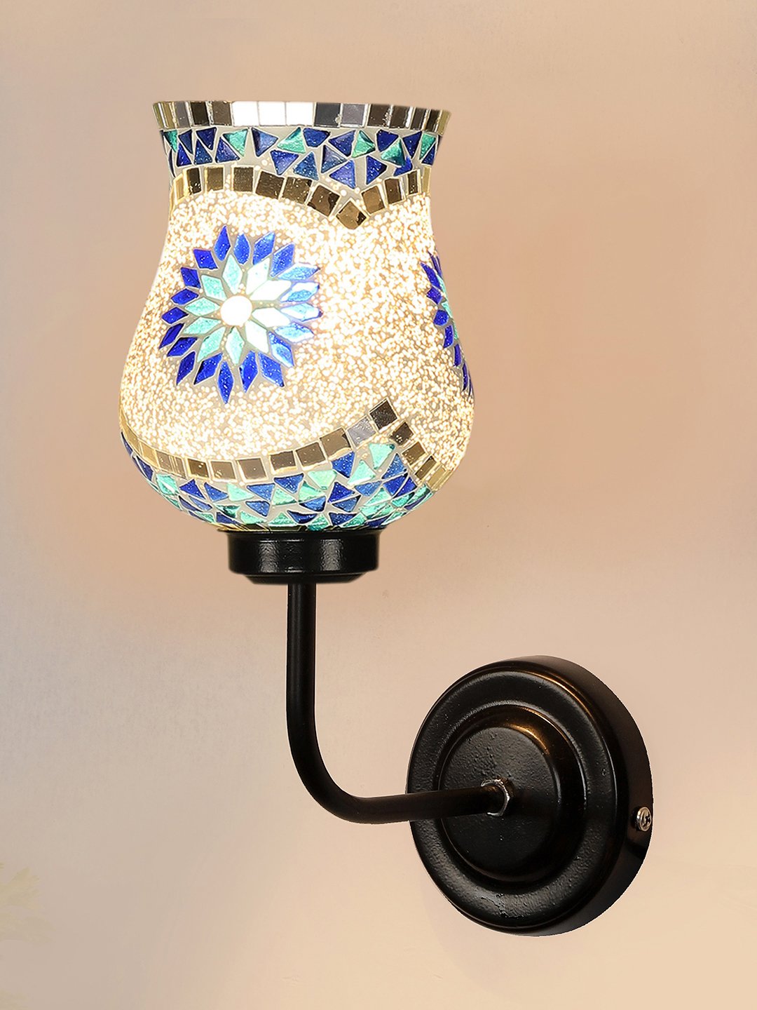 Ambika Home Multicolor Mosaic Glass shade wall mounted lamp with iron base Decorative Wall Lamp for Living Room, Bedroom & Hallway - Image 7