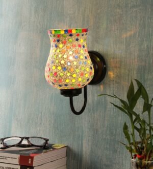 Ambika Home Single Wall Mounted Lamp with Mosaic Glass Decorative Wall Lamp for Living Room, Bedroom & Hallway